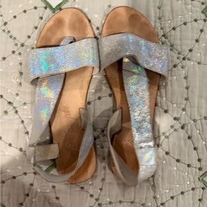 Free People Silver Iridescent Sandals